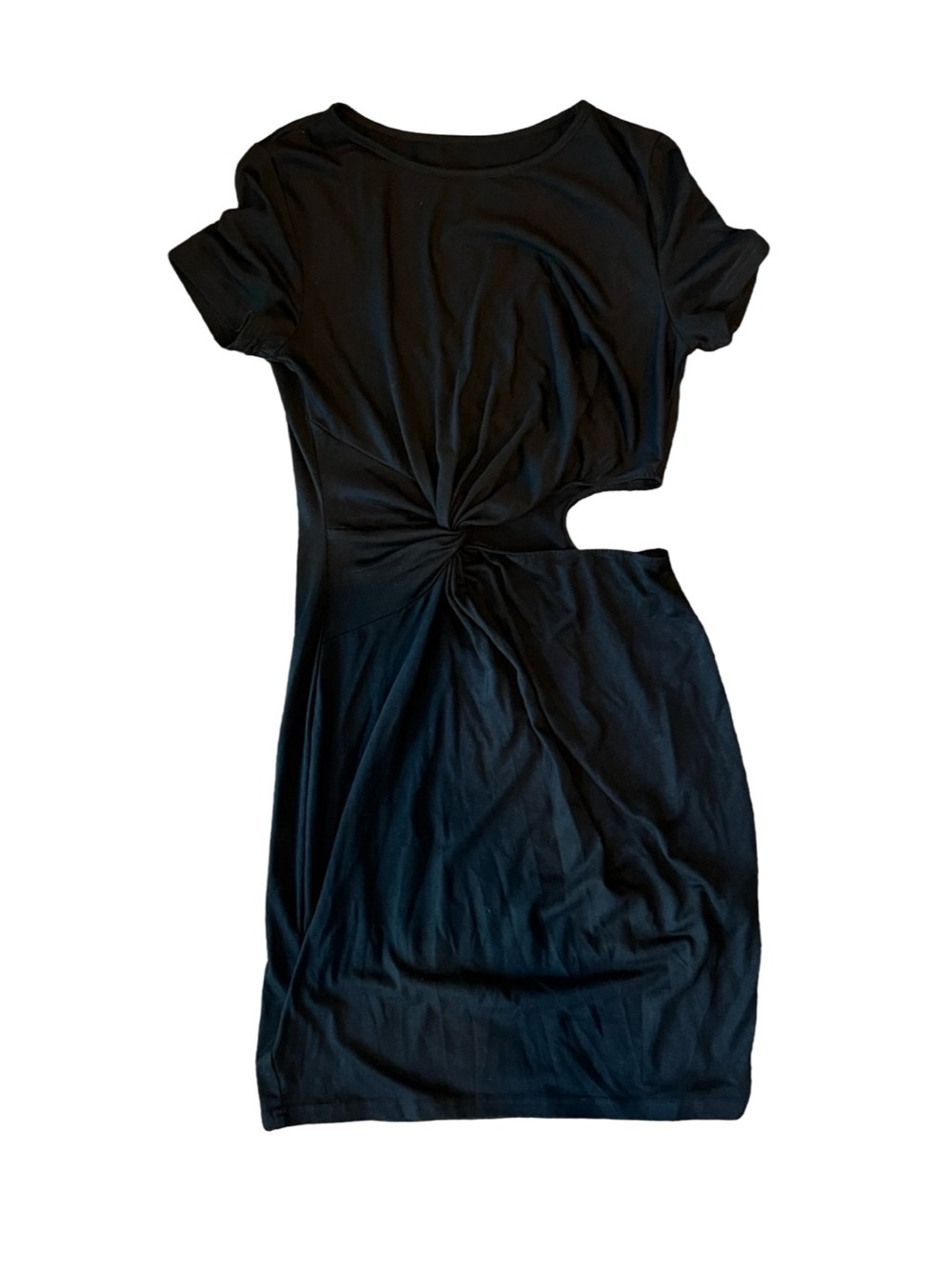 SHEIN Black Cut Out Twist Bodycon Dress Size M | Ruched Mini Club Night Out
